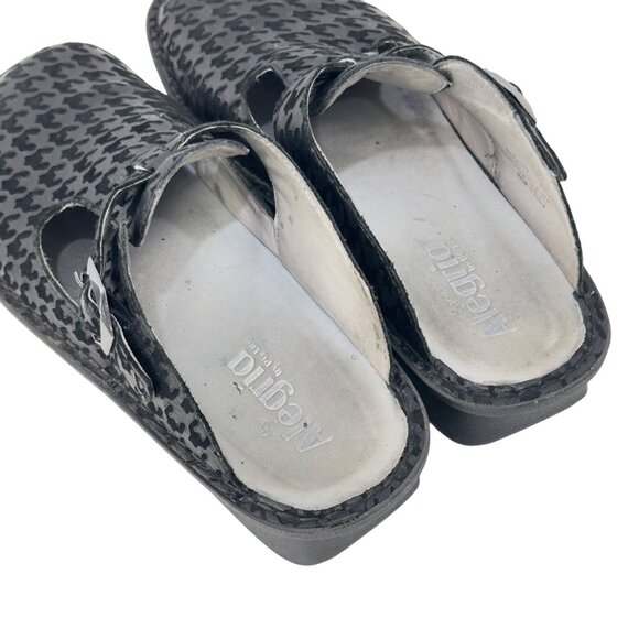 Alegria ALG-772 Womens SZ 39 Leather Mary Jane Slip On Clogs Houndstooth Pattern - Picture 7 of 12